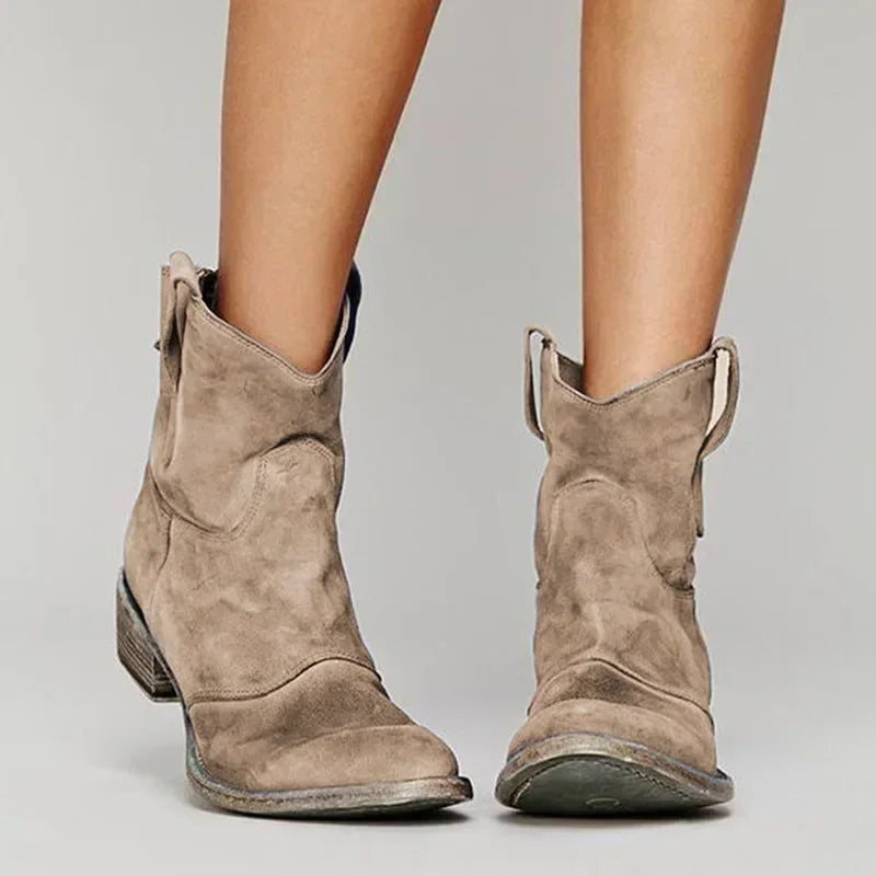 Leren enkellaarsjes in westernstijl – Dames