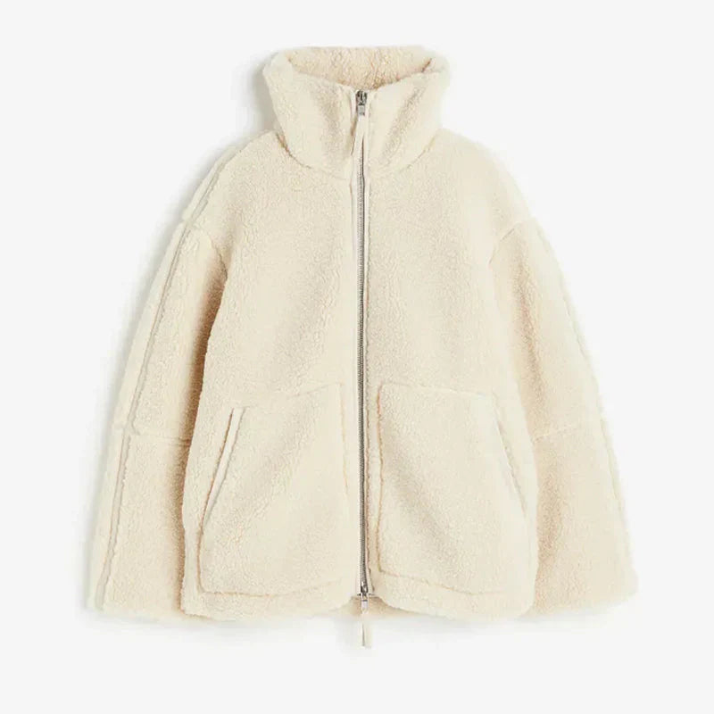 Oversized winter fleece jas met wolblend – Dames