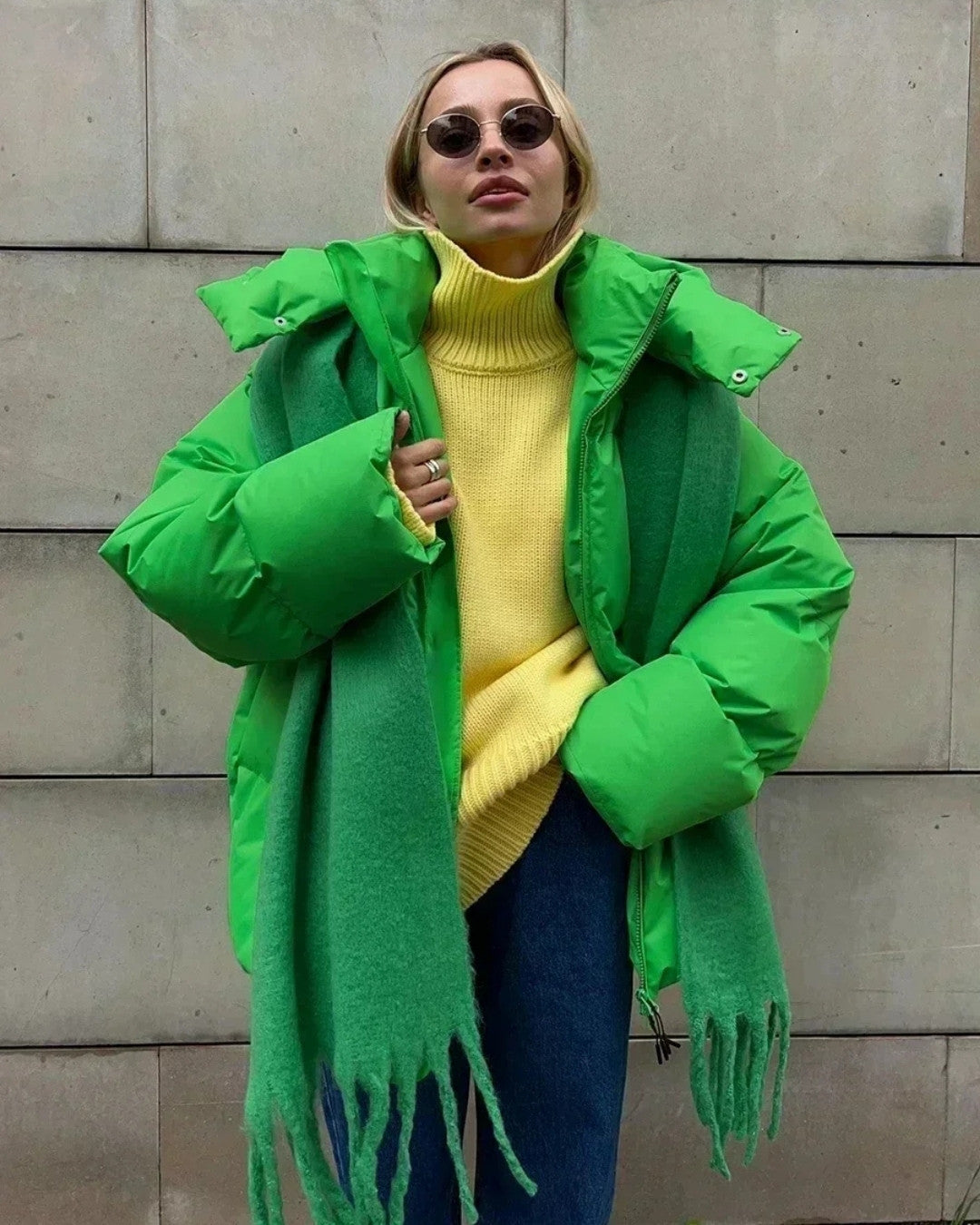 Warme gewatteerde oversized winterjas met capuchon – Dames