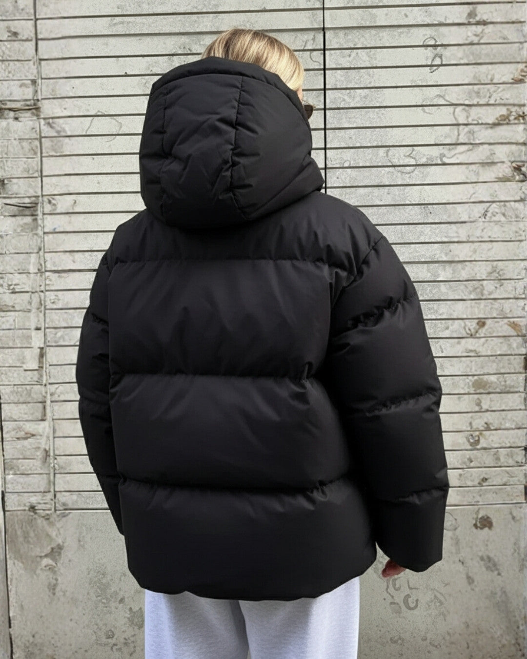 Warme gewatteerde oversized winterjas met capuchon – Dames