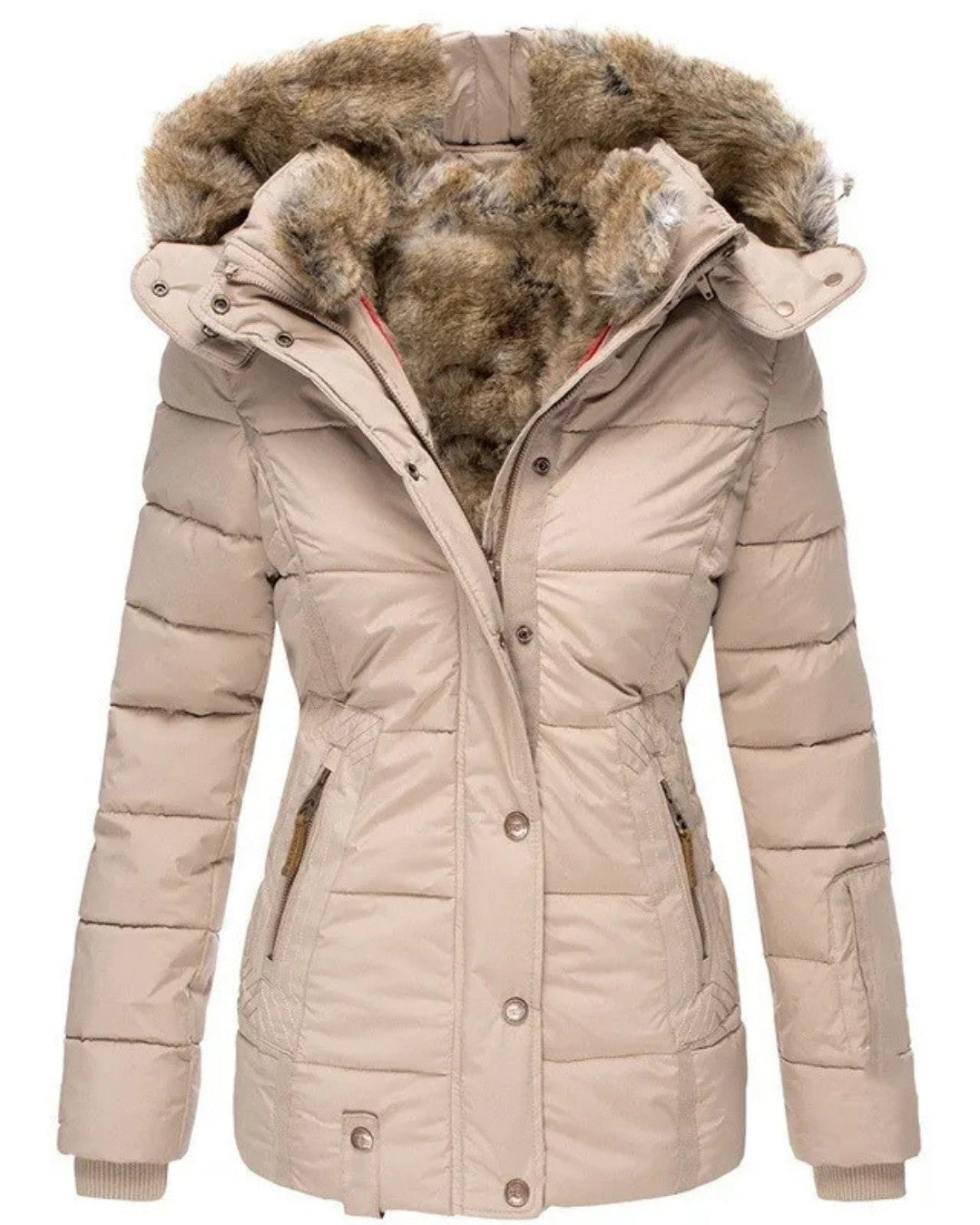 Warme winterjas met bontkraag en luxe uitstraling – Dames