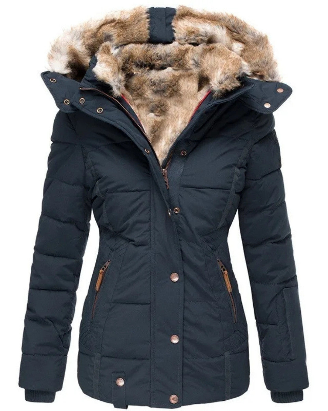 Warme winterjas met bontkraag en luxe uitstraling – Dames