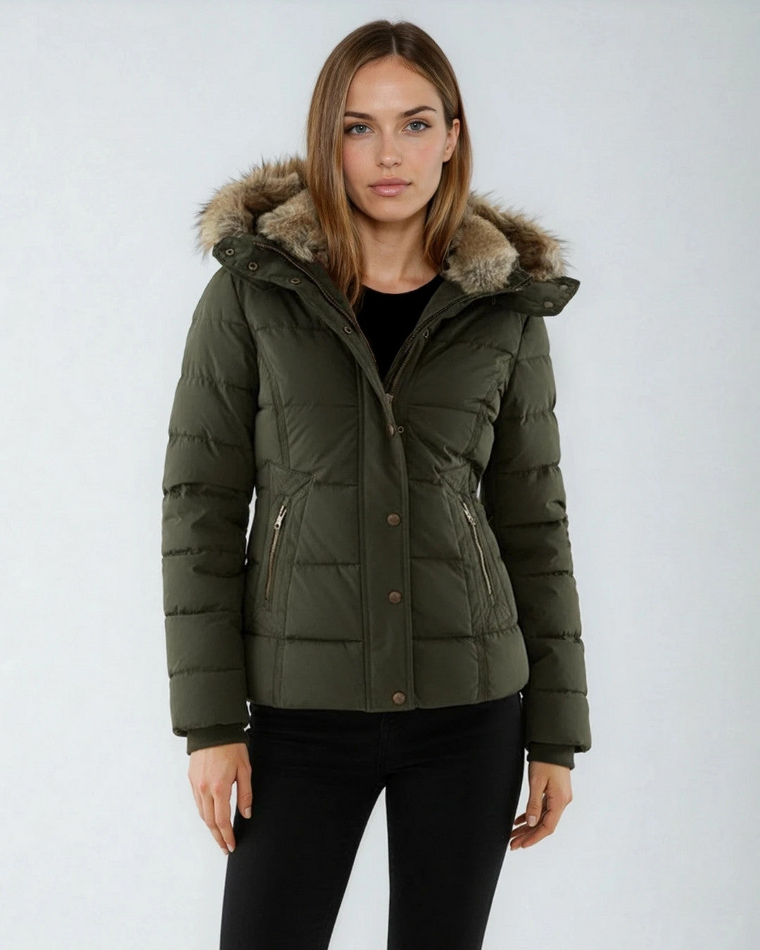 Warme winterjas met bontkraag en luxe uitstraling – Dames