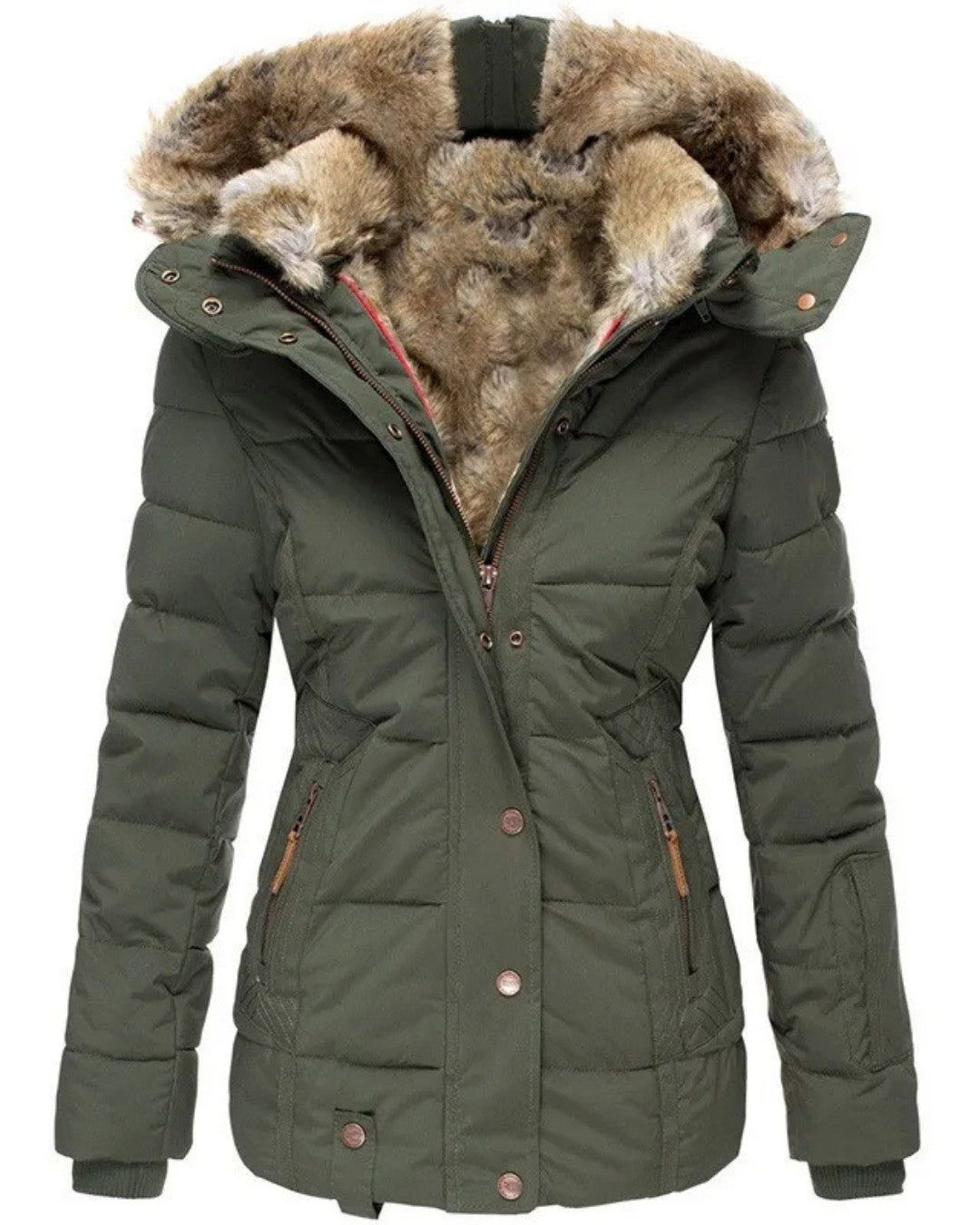 Warme winterjas met bontkraag en luxe uitstraling – Dames