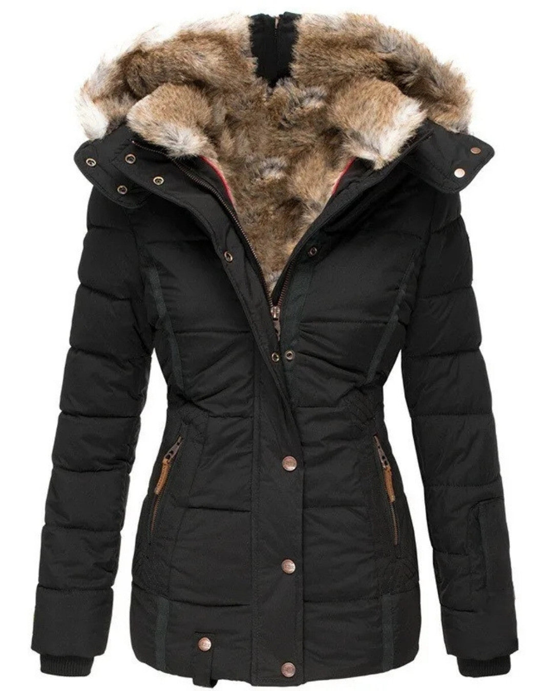 Warme winterjas met bontkraag en luxe uitstraling – Dames