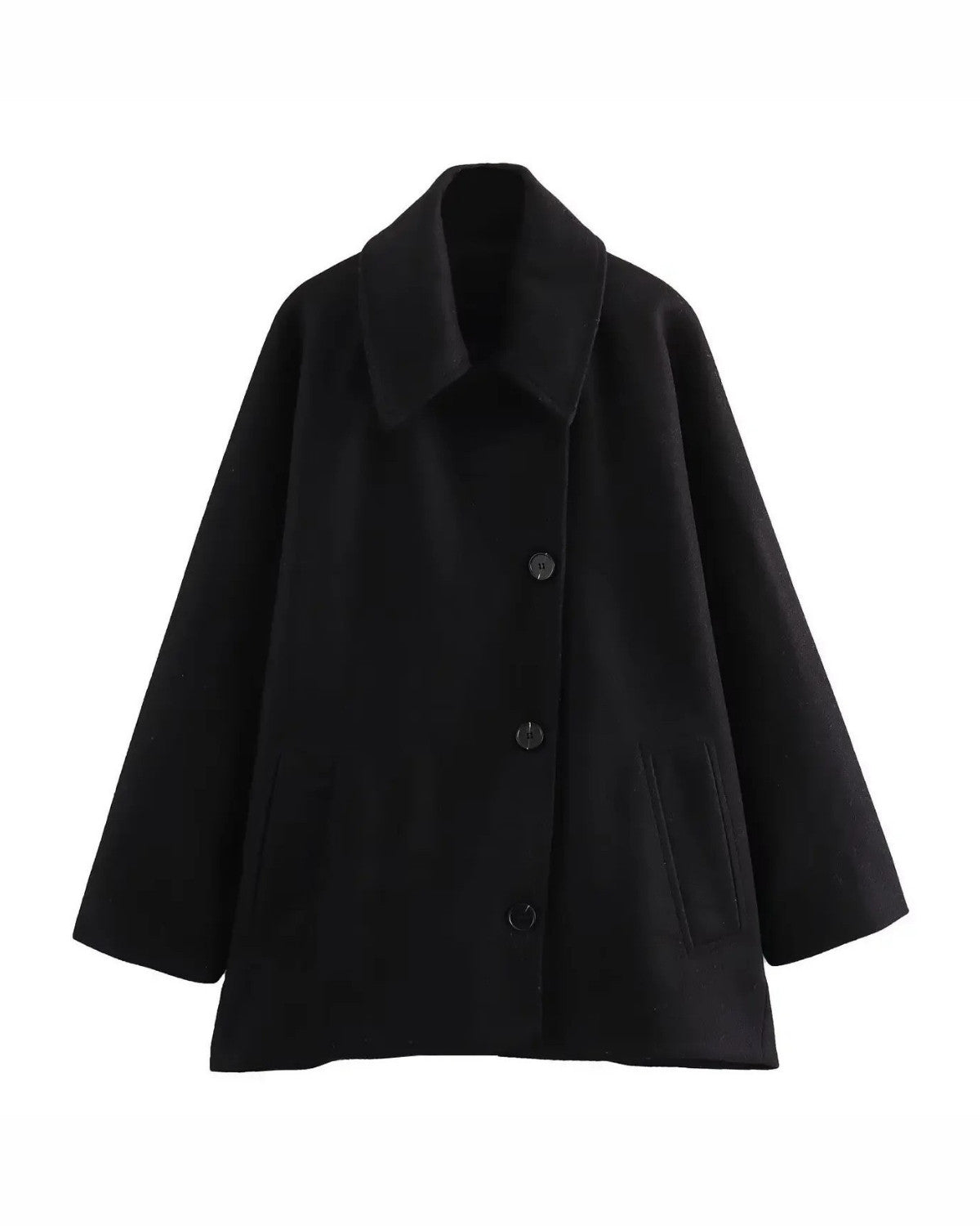 Warme wollen oversized herfstjas met knopen – Dames