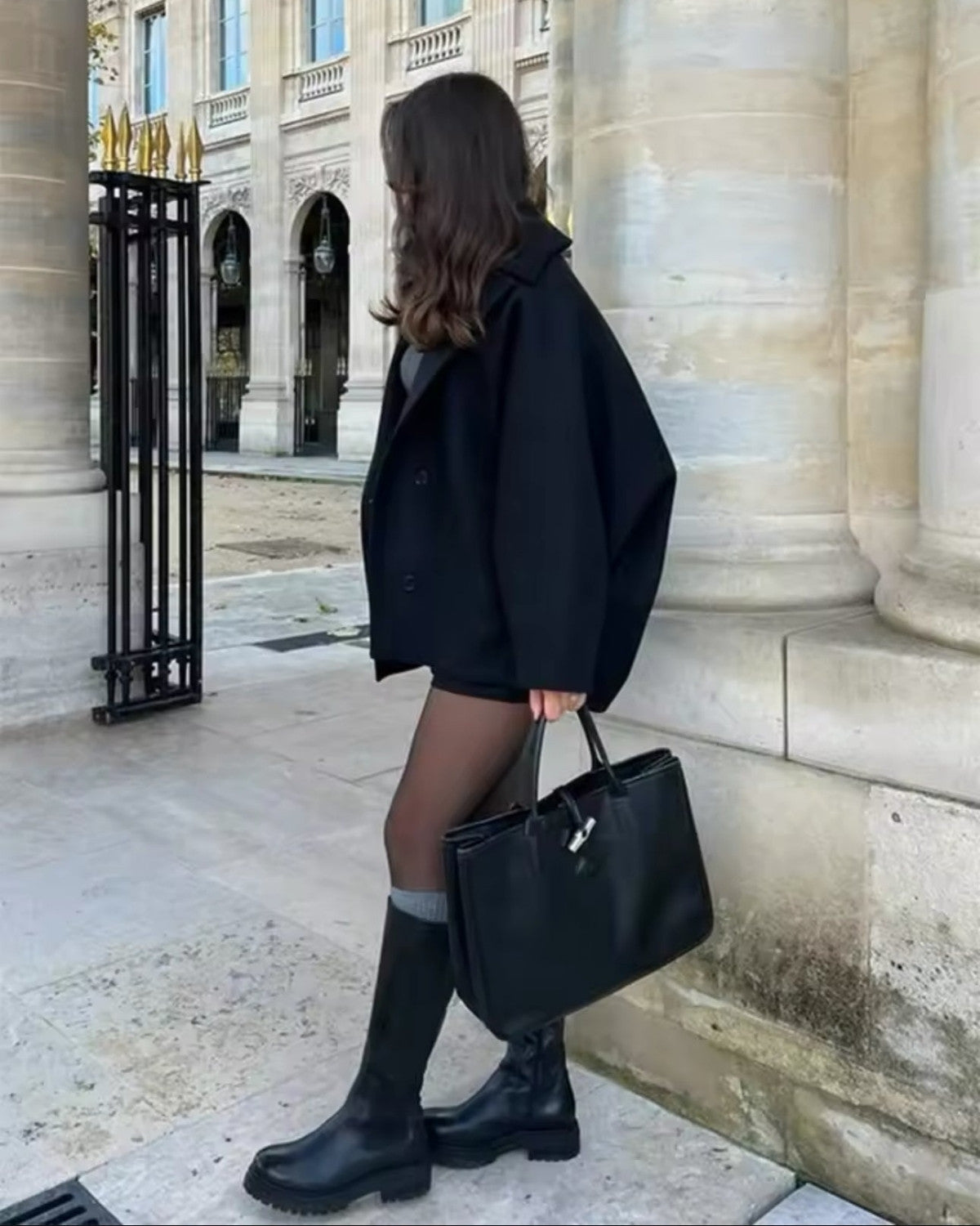 Warme wollen oversized herfstjas met knopen – Dames