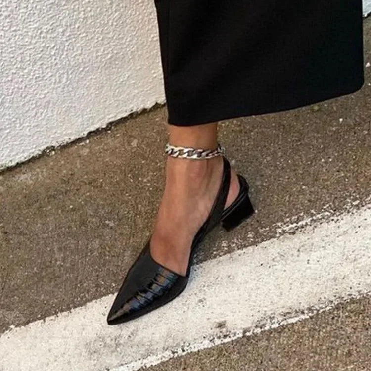 Comfortabele croco leren pumps met voetbed voor elegante gelegenheden – Dames
