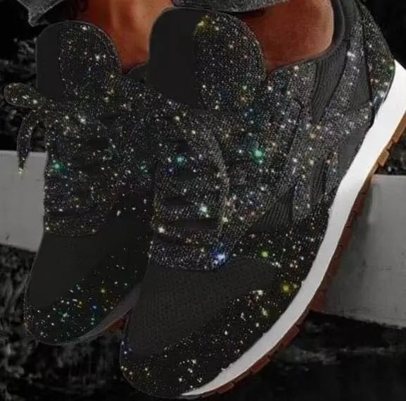 Comfortabele glitter sneakers met pailletten – Dames