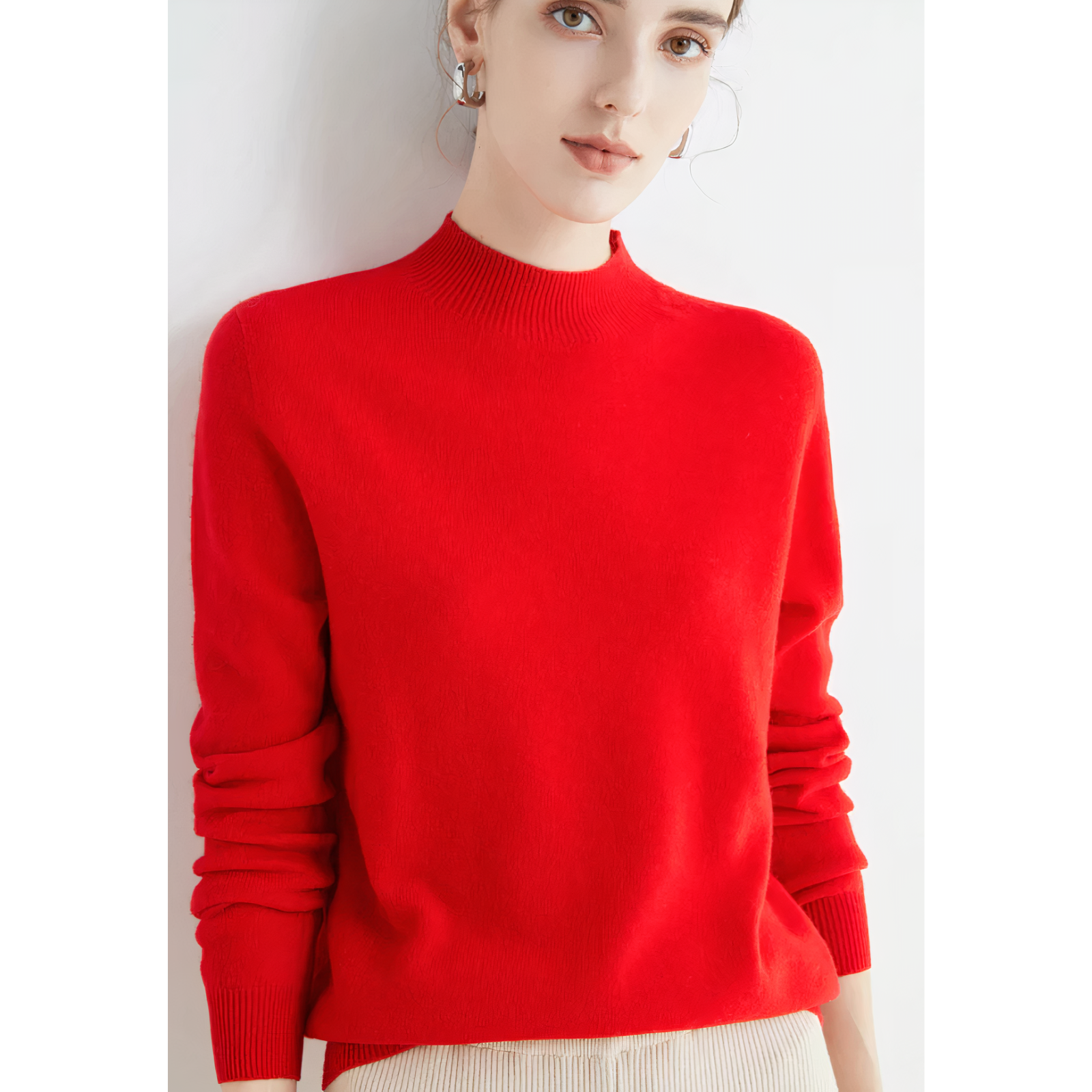 Luxe kasjmieren wintertrui met halve halslijn – Dames