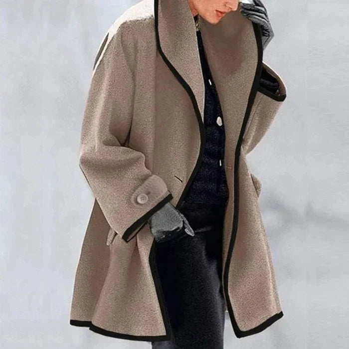 Zachte wollen winterjas met oversized pasvorm en elegante afwerking – Dames