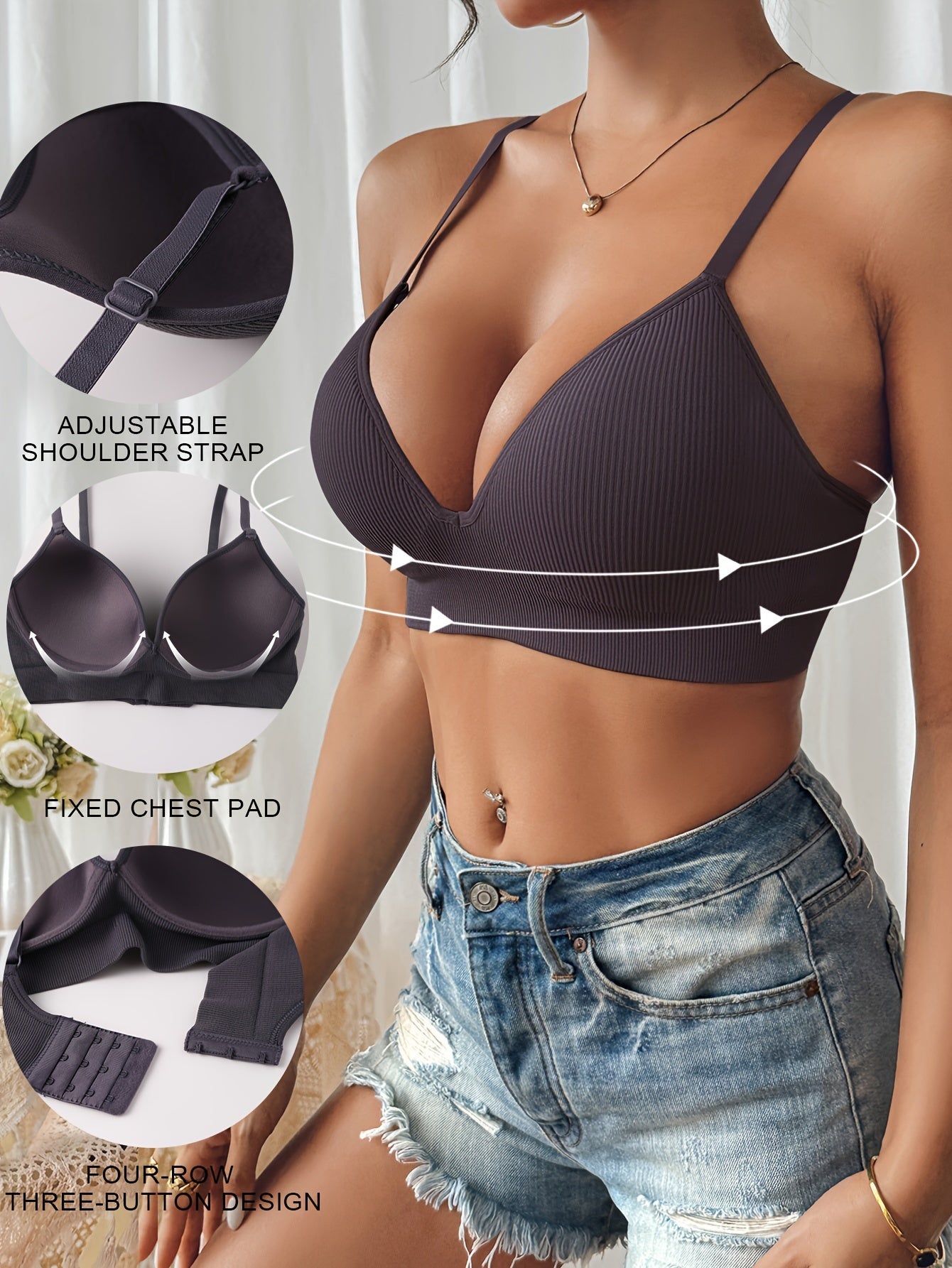 Comfortabele slim fit push-up bh met antislip - Dames