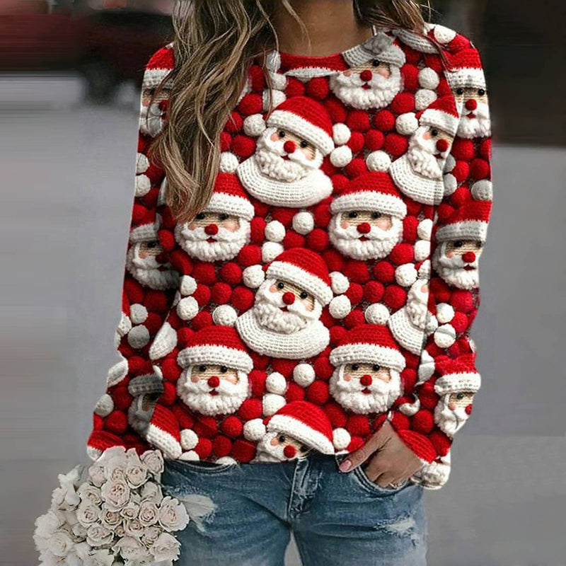 Casual kerst sweatshirt met print en ronde hals – Dames