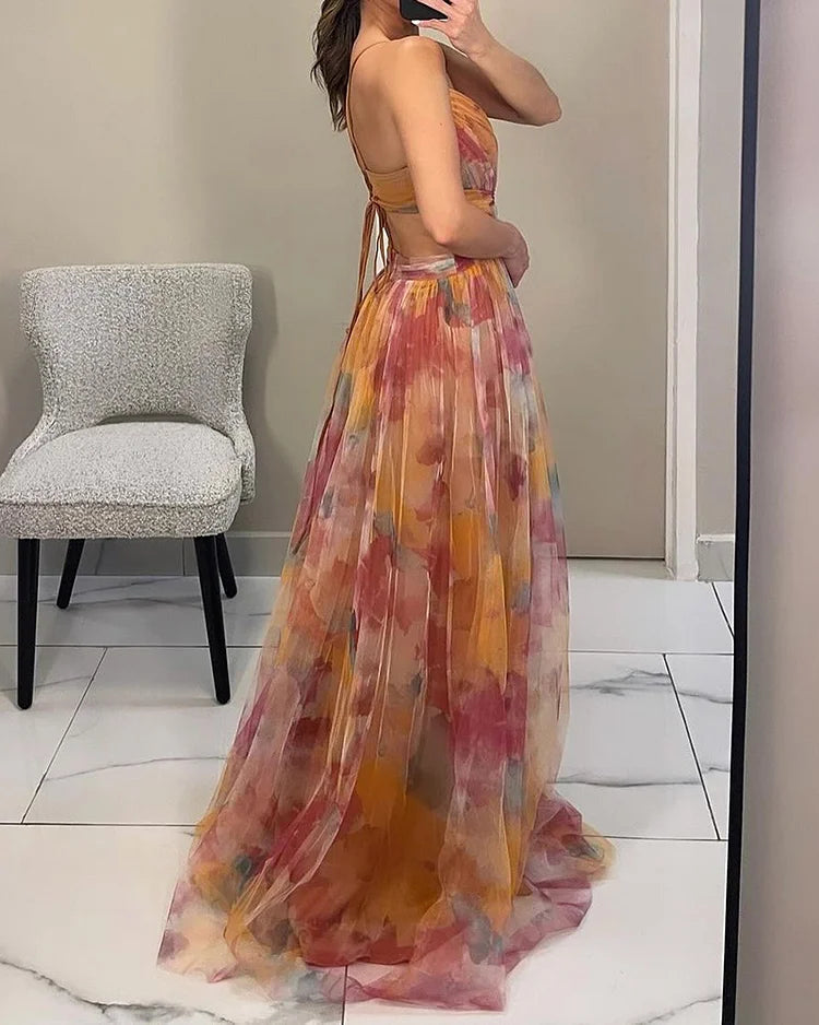 Elegante chiffon jurk met bloemenprint voor de zomer – Dames
