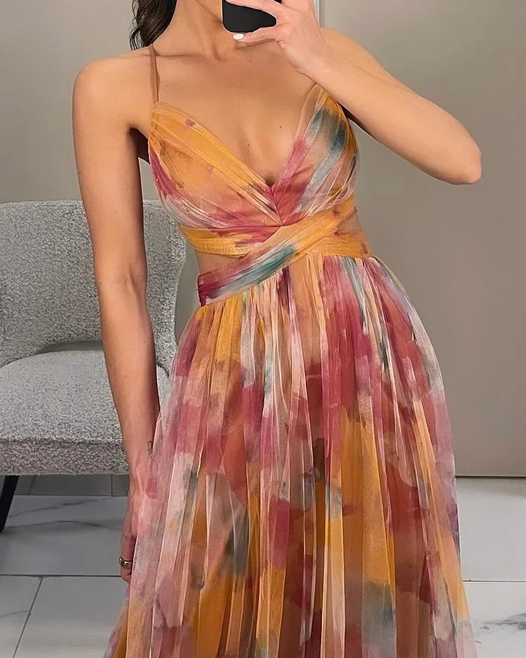 Elegante chiffon jurk met bloemenprint voor de zomer – Dames