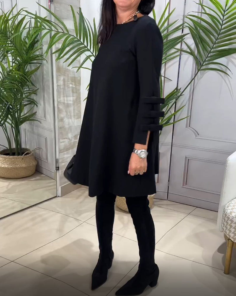 Elegante casual jurk met unieke lange mouwen – Dames