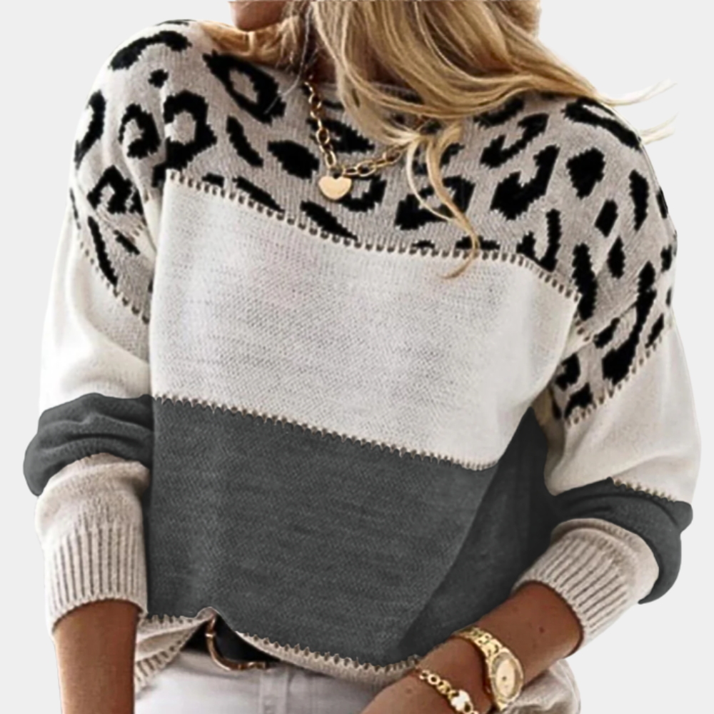 Oversized trui met luipaardprint en vintage streetwearstijl – Dames