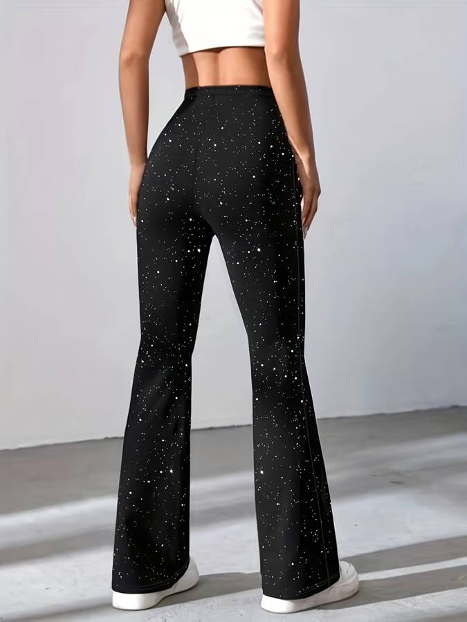 Glamoureuze glitter flared broek met elegante pasvorm – Dames