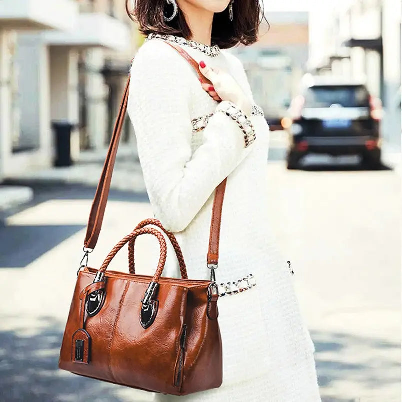 Luxe leren schoudertas met tijdloos en ruim design – Dames