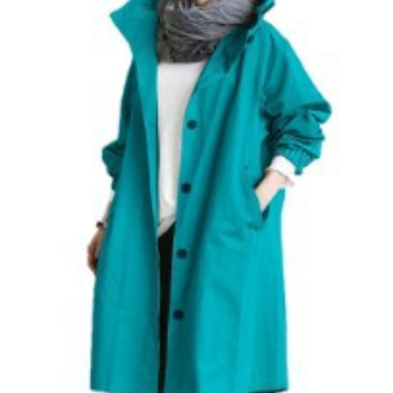 Elegante lange trenchcoat met capuchon voor winter – Dames