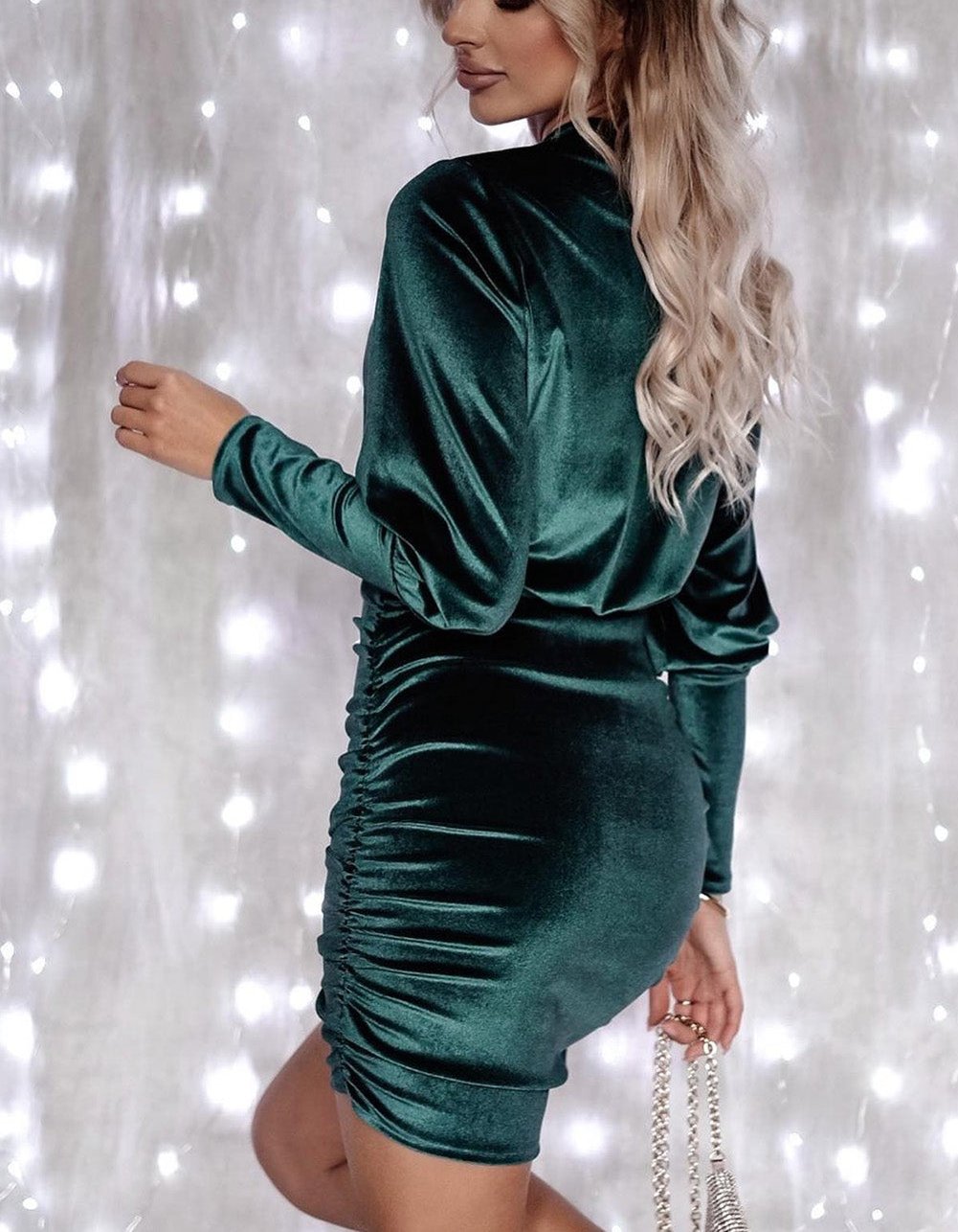 Luxe fluwelen mini winterjurk met getailleerde pasvorm – Dames