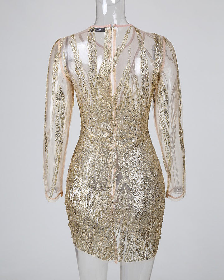 Elegante bodycon jurk met ruches en lovertjes – Dames