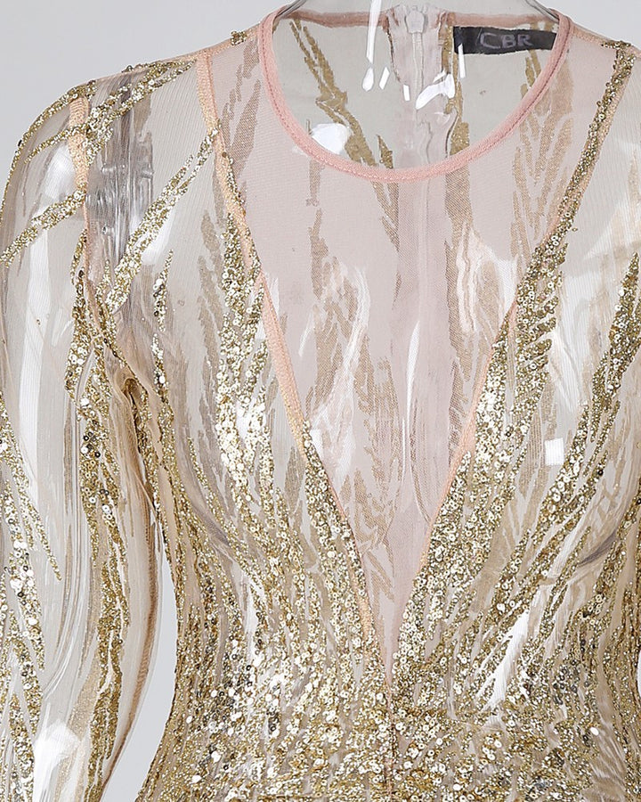 Elegante bodycon jurk met ruches en lovertjes – Dames