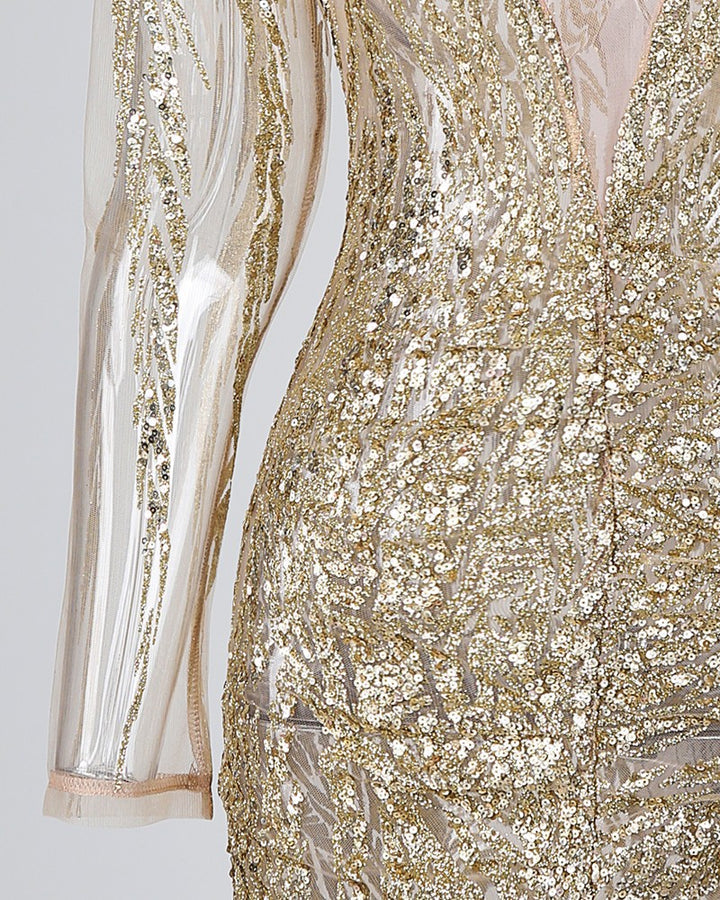 Elegante bodycon jurk met ruches en lovertjes – Dames