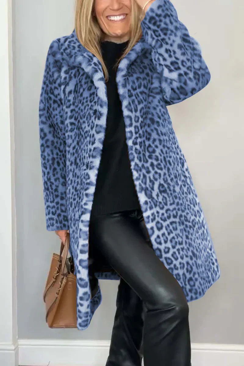 Opvallende winterjas met luipaardprint en warme voering – Dames