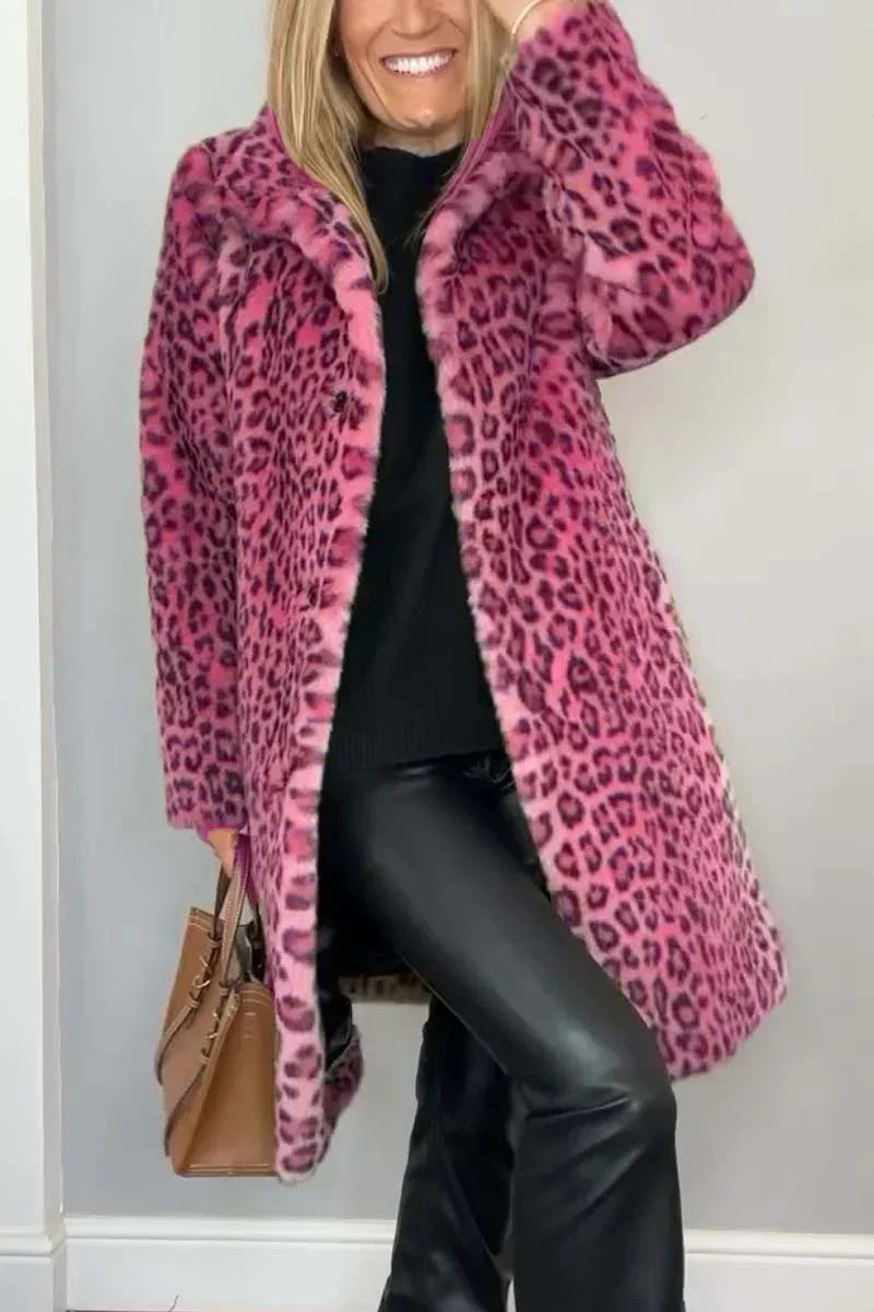 Opvallende winterjas met luipaardprint en warme voering – Dames