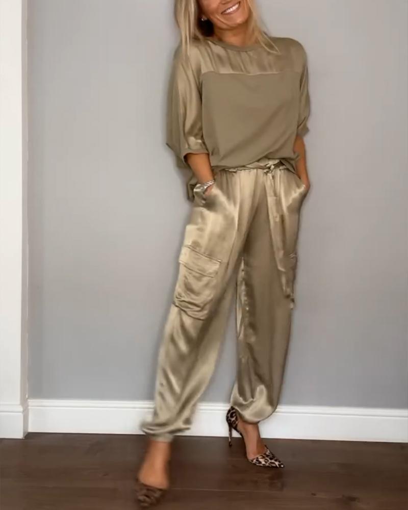 Comfortabele zomer set met korte mouwen en elegante pasvorm – Dames