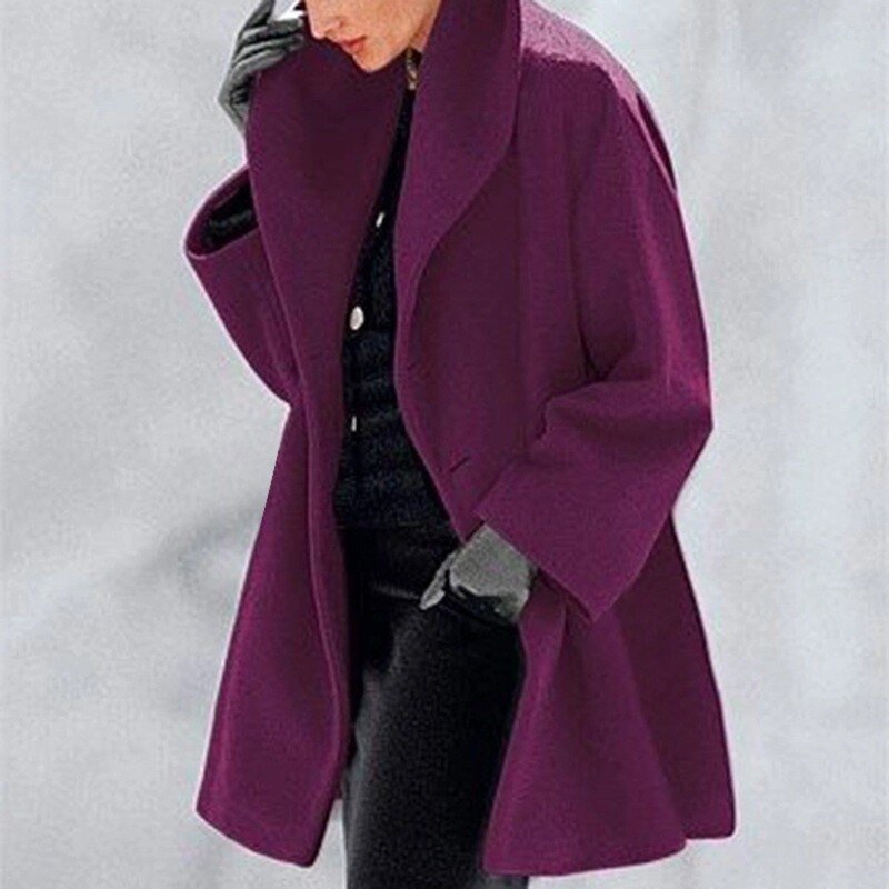 Warme winter mantel met ceintuur van wolmix – Dames