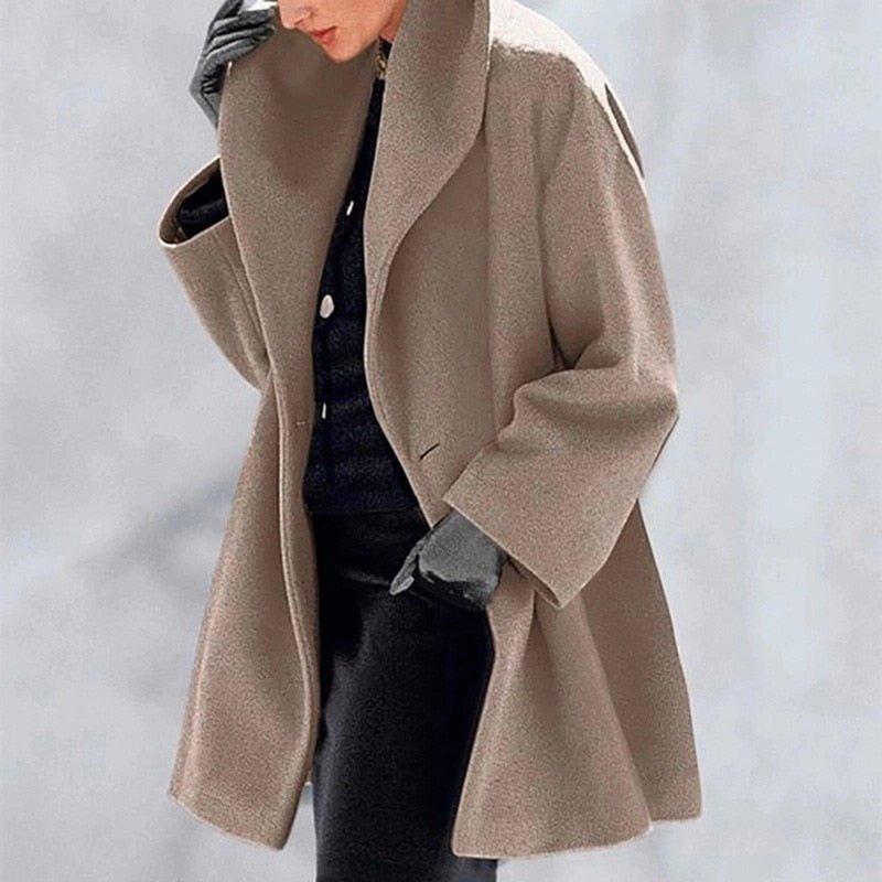 Warme winter mantel met ceintuur van wolmix – Dames