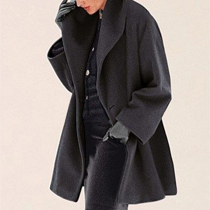Warme winter mantel met ceintuur van wolmix – Dames