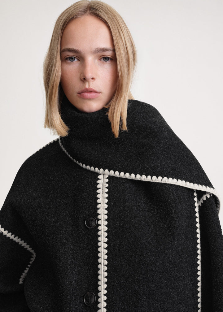 Elegante merino winterjas met geïntegreerde sjaal – Dames