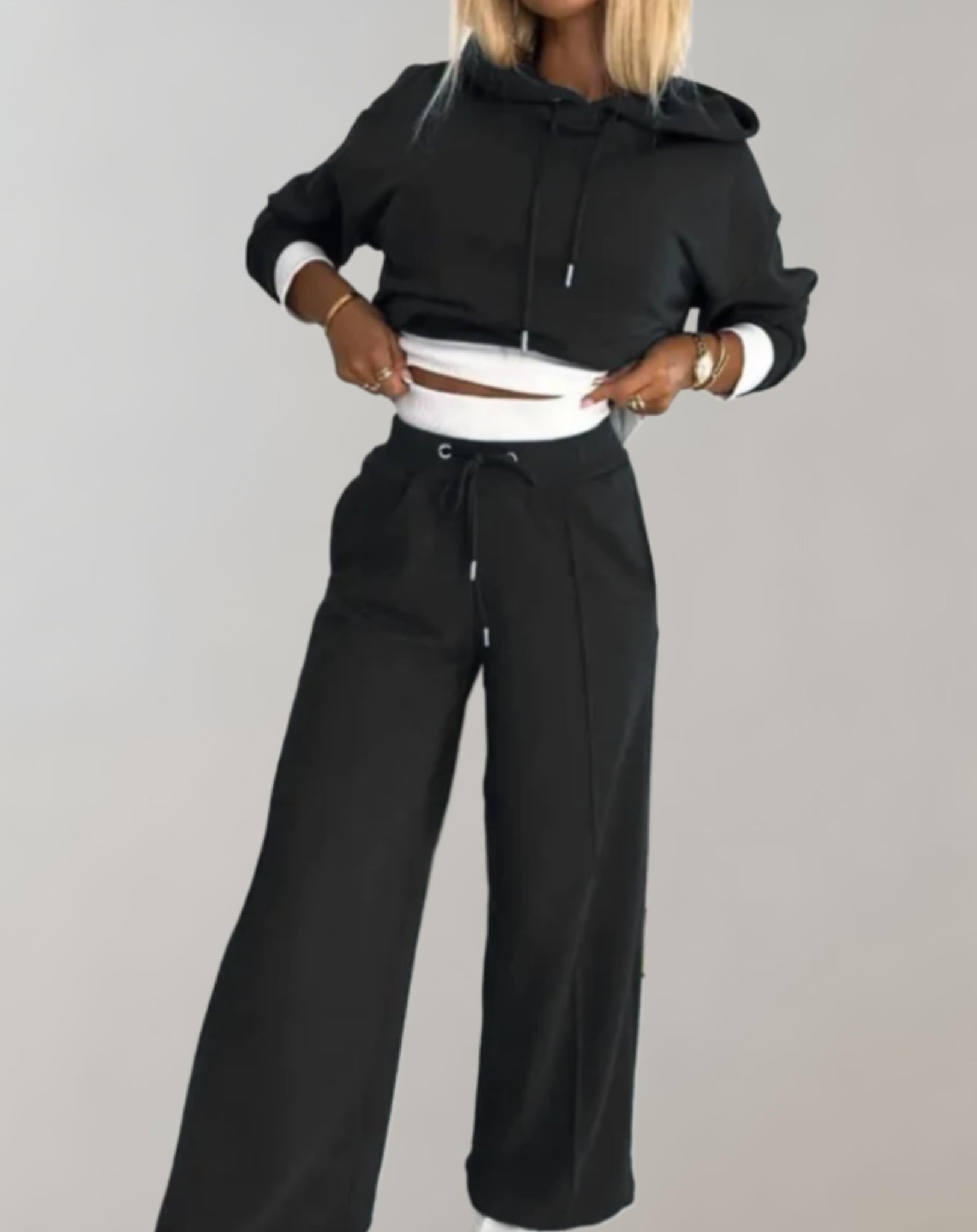Comfortabele 2-delige lounge set met capuchon voor winter – Dames