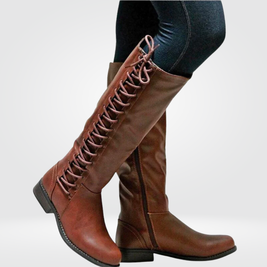 Elegante hoge leren laarzen met tijdloos design voor herfst en winter – Dames