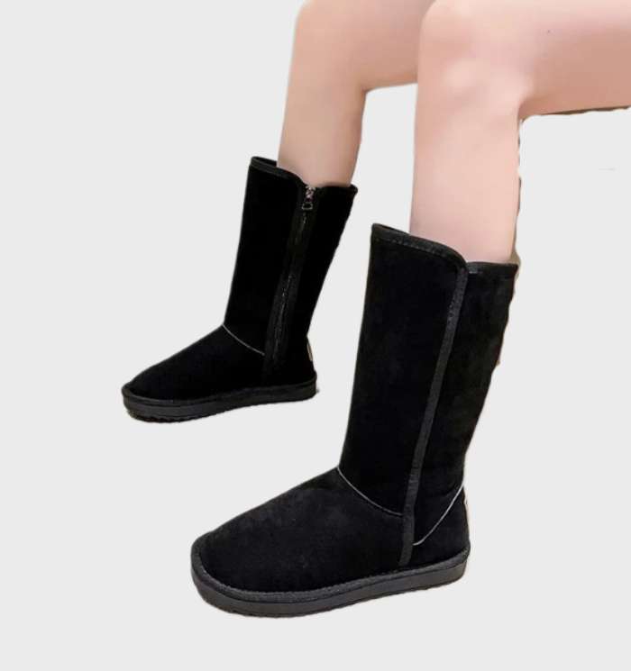 Warme suède wollen laarzen met ritssluiting voor winter – Dames