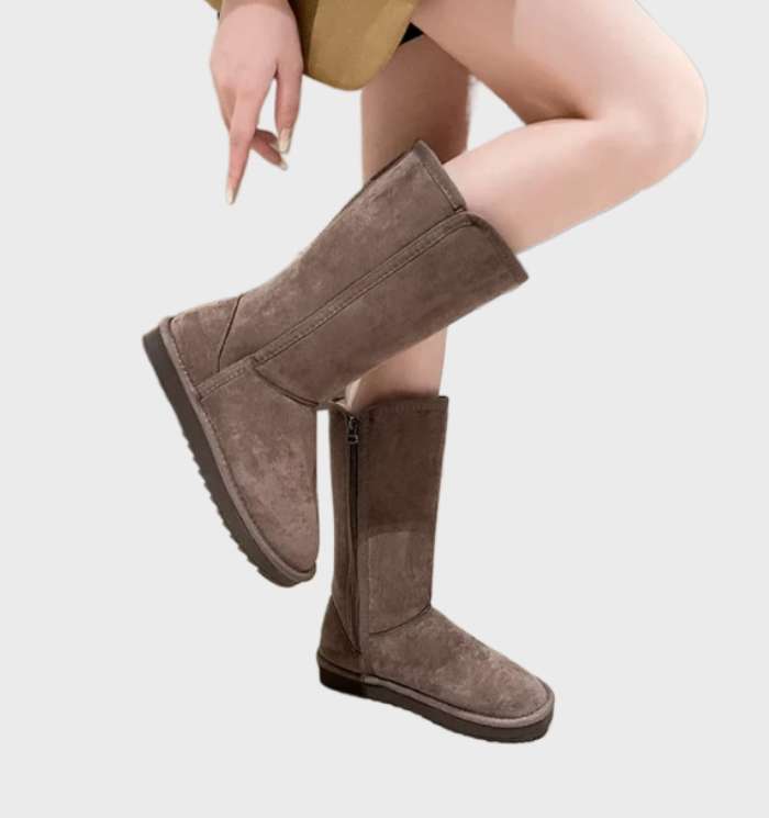 Warme suède wollen laarzen met ritssluiting voor winter – Dames