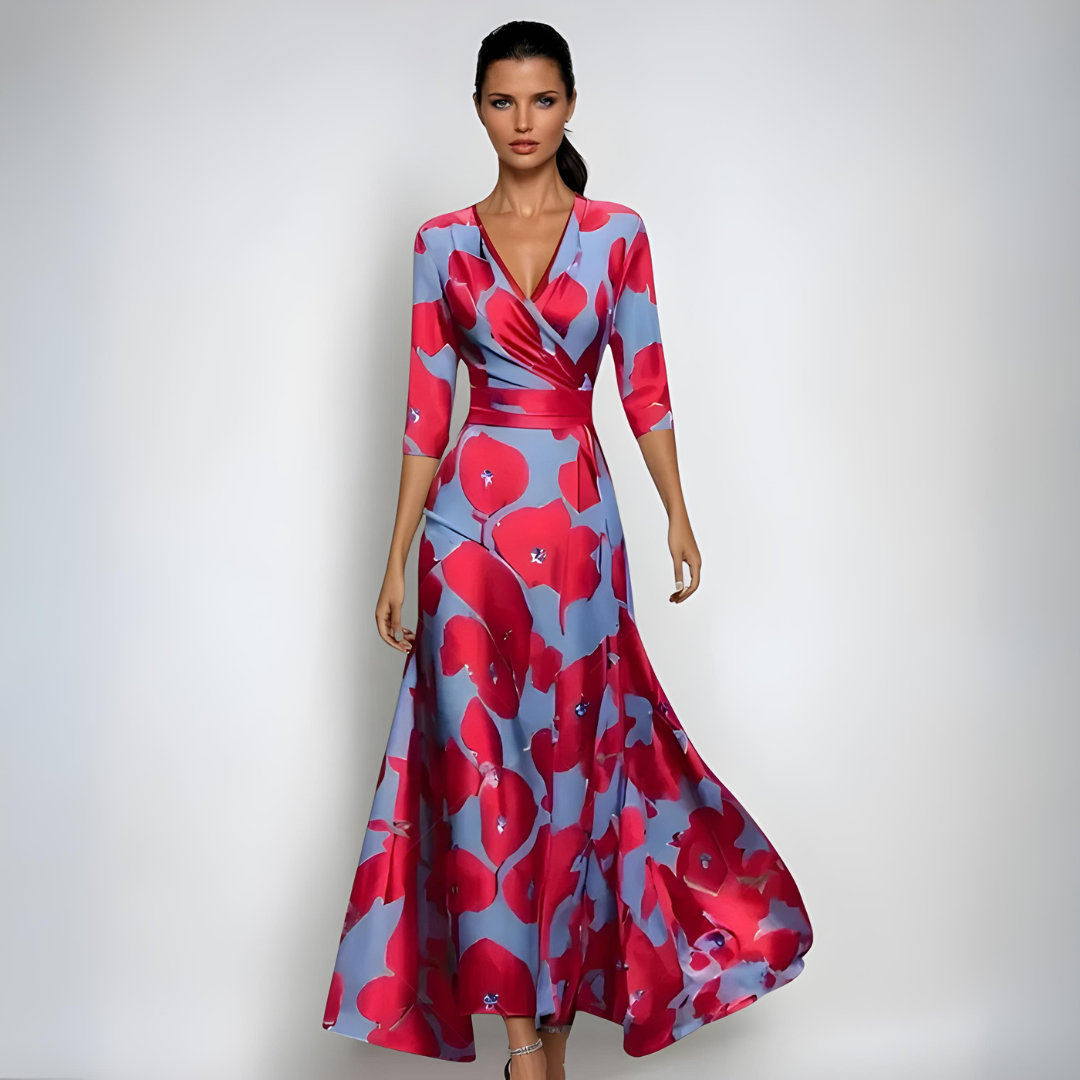 Elegante maxi jurk met bloemenprint voor de winter – Dames