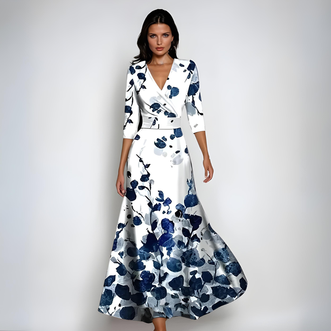 Elegante maxi jurk met bloemenprint voor de winter – Dames