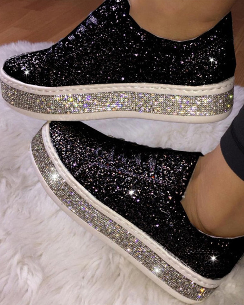 Trendy glitter plateausneakers in grote maten voor winter – Dames