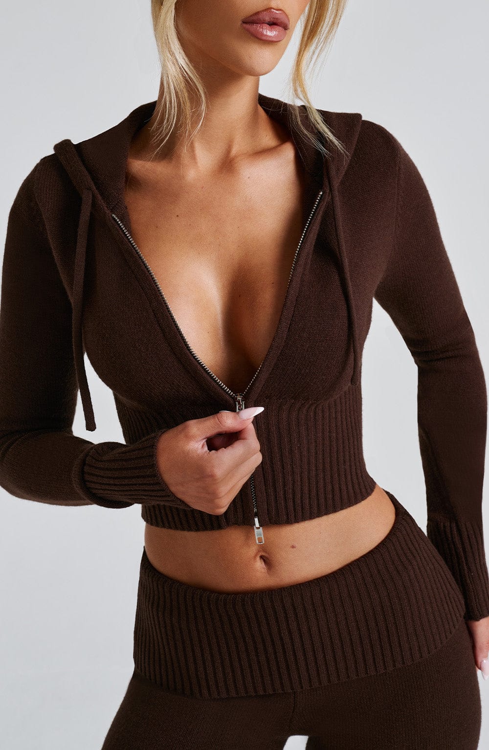 Comfortabele set van warme stof met rits - Dames