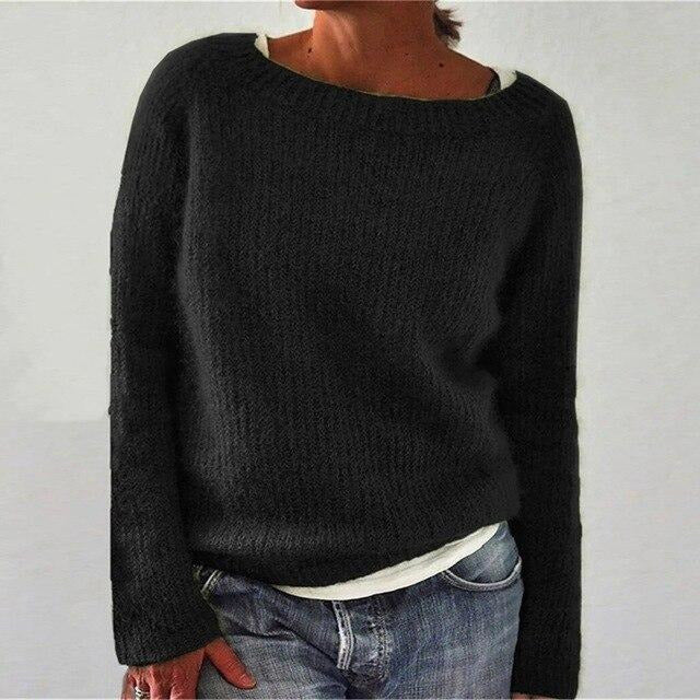 Casual zachte trui met losse pasvorm en ronde hals – Dames