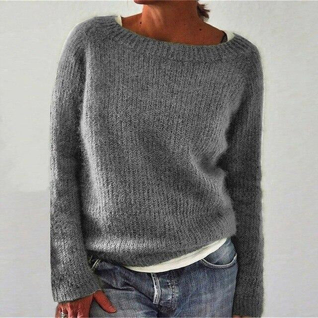 Casual zachte trui met losse pasvorm en ronde hals – Dames