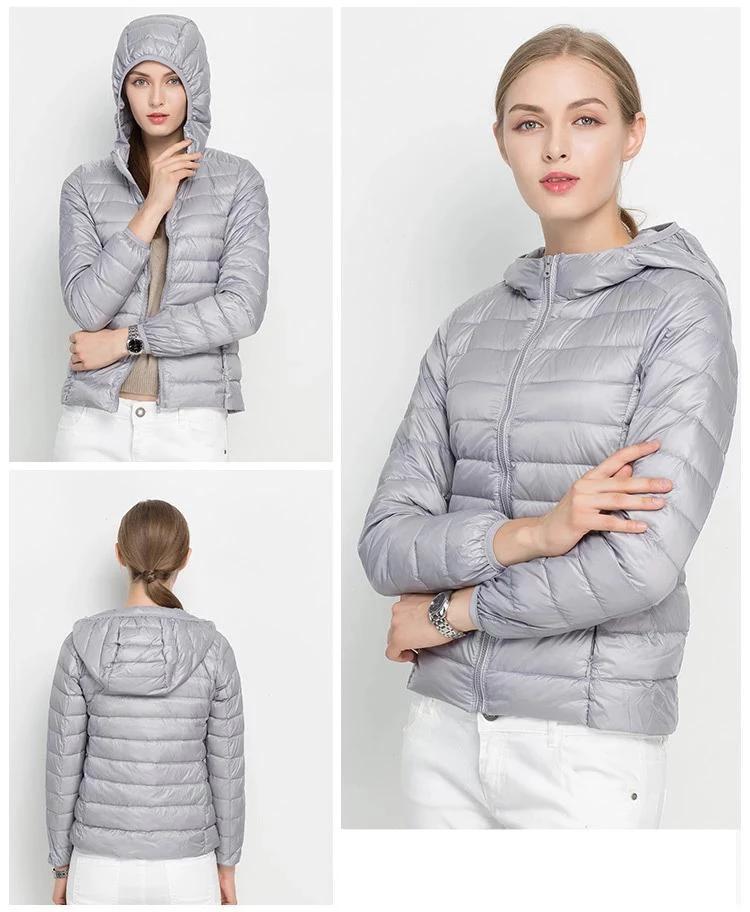 Lichte tussenjas met capuchon en donsvoering – Dames