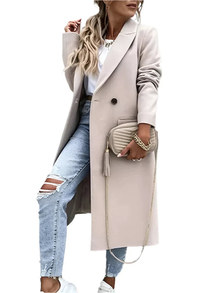 Elegante wollen winterjas met getailleerde pasvorm voor ultieme warmte – Dames