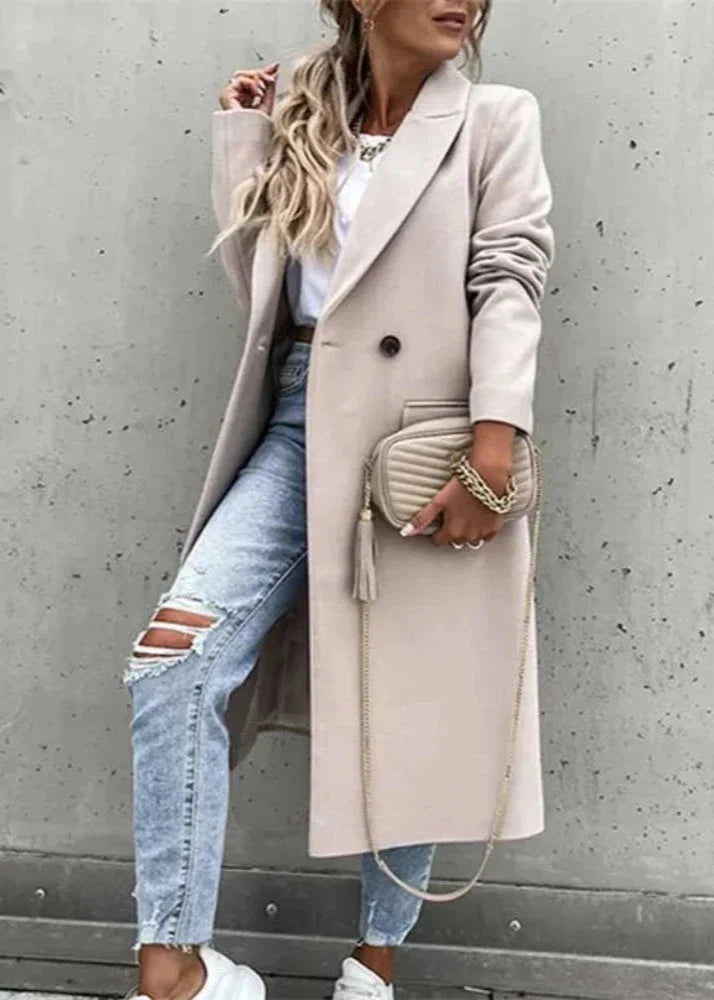 Elegante wollen winterjas met getailleerde pasvorm voor ultieme warmte – Dames