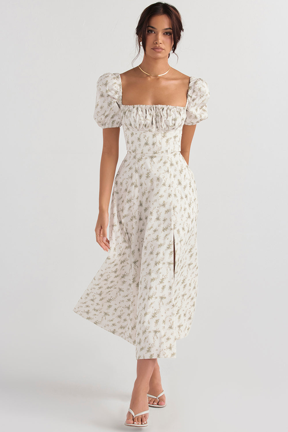 Tessa | Elegante Midi Jurk Met Vierkante Halslijn Voor Dames