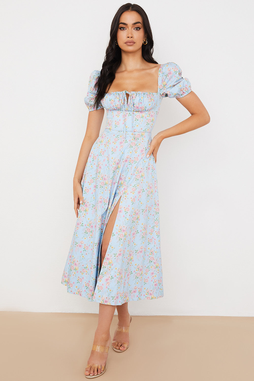 Tessa | Elegante Midi Jurk Met Vierkante Halslijn Voor Dames